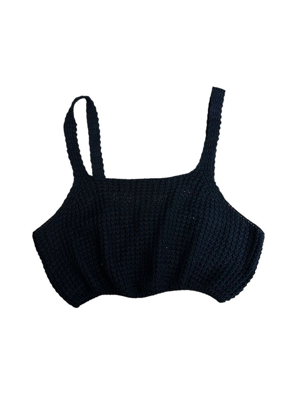 Shein Black Sleeveless Knitted Crop Top